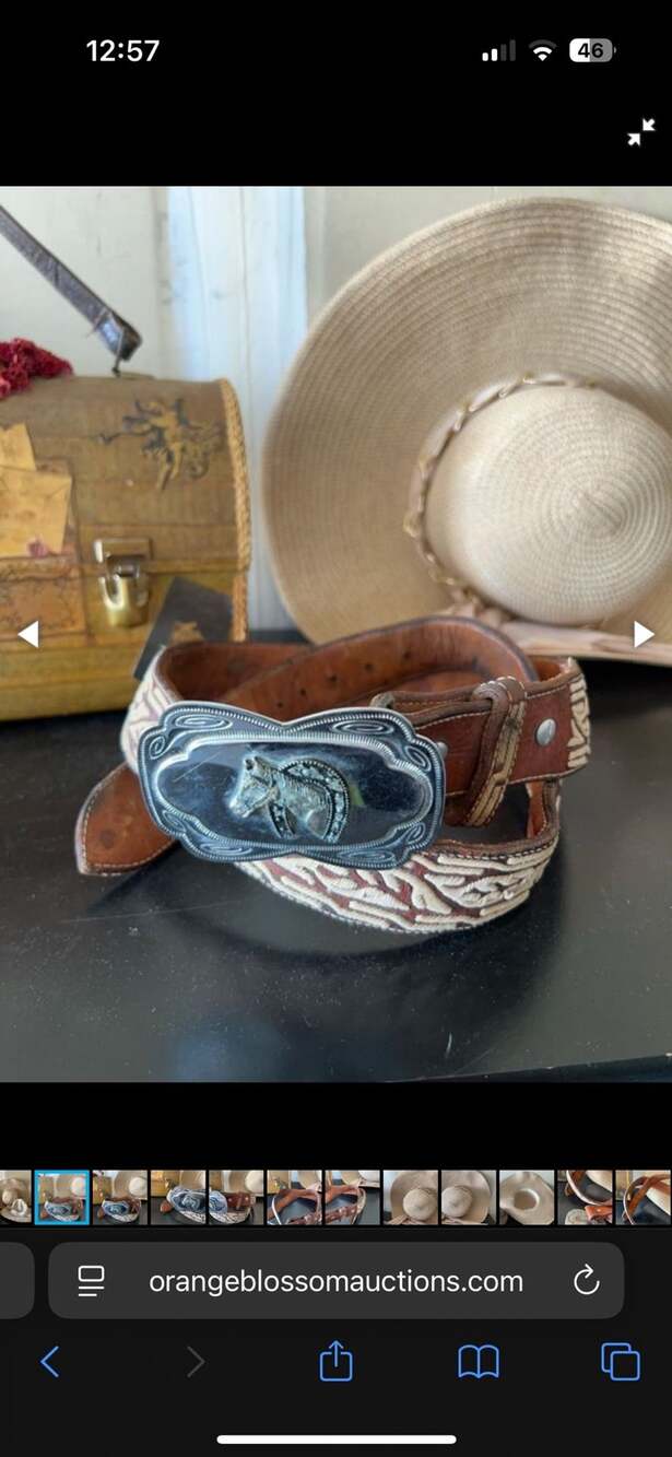 Western Belt Brown Leather Horse Buckle